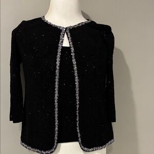 Alex Evenings Black Blouse with Silver Trim 2 pieces NWT